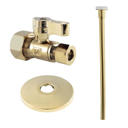 Kingston Brass Toilet Supply Kit, 58 OD x 38 OD Comp Straight Valve, Polished Brass KF53352TKF20